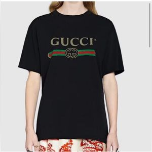 Authentic Gucci tee black distressed-authenticated by the real real